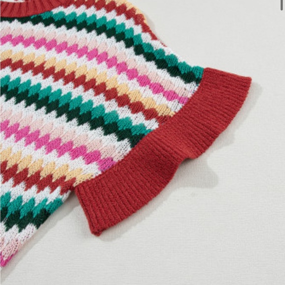 Eliana- Fiery Ruffle Sleeve Sweater Top - Picture 5 of 6